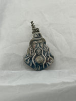 Ceramic 3D Wizard Head with Beard and hat Pendant Magical Jewelry