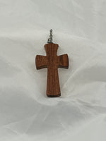 Natural Brown Wood Carved Cross Pendant Church Member Gift