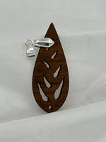 Natural Wood Carved Leaf with Cutouts Pendant