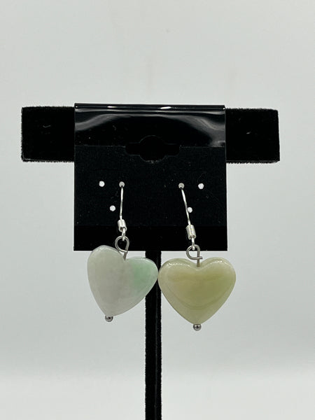 Natural Brown Opal Gemstone Heart Beaded Sterling Silver Dangle Earrings