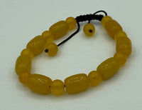 Natural Yellow Topaz Gemstone Round and Barrel Beaded Adjustable Bracelet