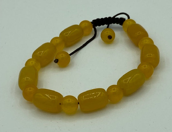 Natural Yellow Topaz Gemstone Round and Barrel Beaded Adjustable Bracelet