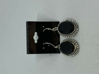 Natural Black Spinel Gemstone Large Faceted Oval Sterling Silver Dangle Earrings