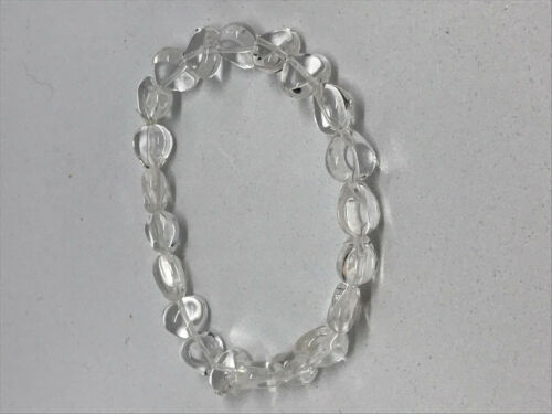 natural white quartz gemstone heart beaded stretch bracelet
