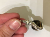 silvertone mermaid pendant with natural gemstone ball