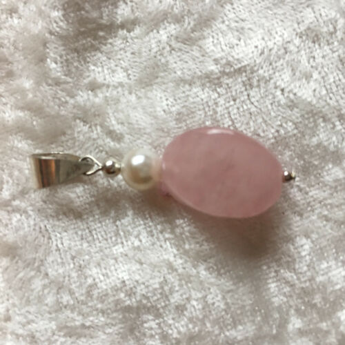 natural pink chalcedony gemstone sterling silver pendant
