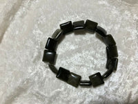 natural snowflake obsidian gemstone squares beaded stretch bracelet