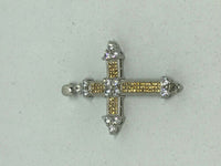 Natural Padparadscha Sapphire Gemstone Cross Sterling Silver Pendant