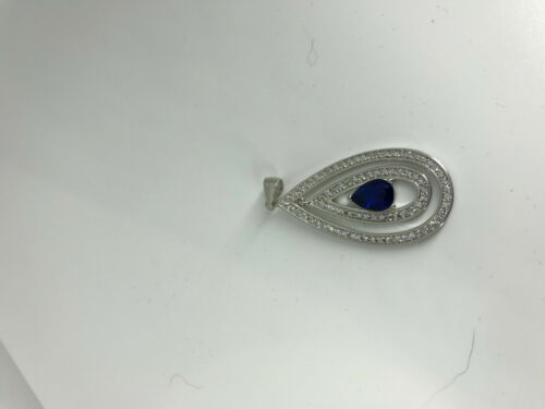 Natural Sapphire Gemstone Sterling Silver Teardrop Pendant