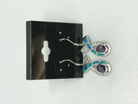 Natural Amethyst, Opal and White Topaz Gemstone Sterling silver Stud Earrings
