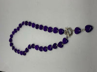 Natural Amethyst Gemstone hearts Beaded Necklace