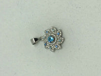 natural aquamarine and white topaz gemstone flower sterling silver pendant