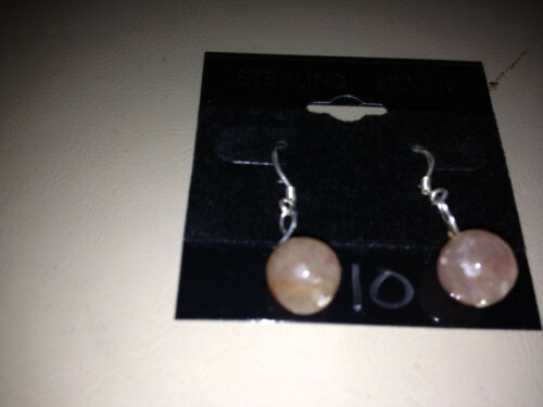 strawberry quartz faceted bead dangle sterling silver earrings