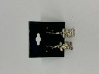Silvertone Bunny with Carrot Charm Dangle Earrings with Sterling Silver Hooks