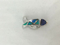 natural sapphire and opal gemstone sterling silver pendant