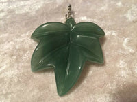 Natural Green Aventurine Gemstone Carved Leaf Pendant