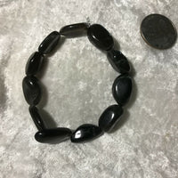 Natural Black Onyx Gemstone Rice Shape Beaded Stretch Bracelet