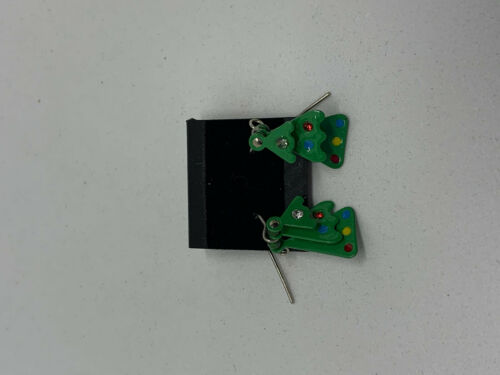 Silvertone 3D Layered Christmas Tree Dangle Earrings