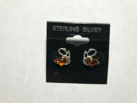 natural baltic amber gemstone sterling silver swan earrings