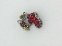 resin and enamel christmas santa boot pin brooch silver or gold