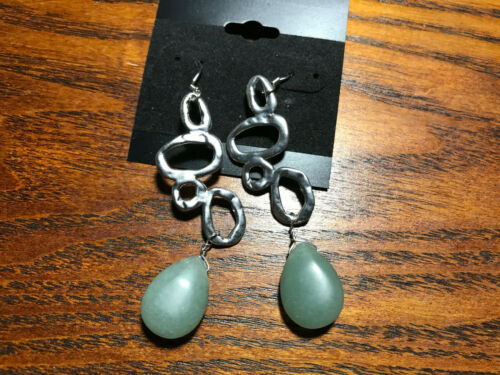 natural green aventurine gemstone teardrop dangle earrings