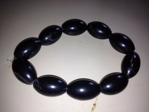 Blackstone Ovals Beaded Gemstone Stretch Bracelet