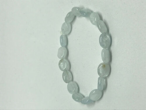natural aquamarine gemstone ovals beaded stretch bracelet