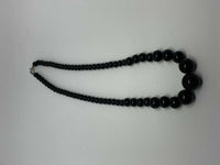 Natural Black Onyx Gemstone Graduated Round Beaded Necklace