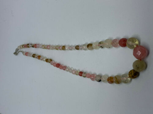 Natural Multicolor Tourmaline Gemstone Faceted Graduated Round Beaded Necklace