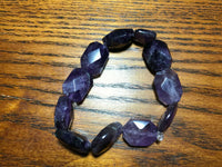 natural amethyst gemstone faceted rectangles beaded stretch bracelet