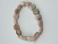 Natural Pink Opal Gemstone Square Disk or Alternating Beaded Stretch Bracelet