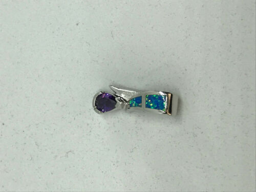 natural amethyst and opal gemstone dainty teardrop sterling silver pendant