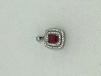 Natural Ruby Gemstone Dainty Rectangle Sterling silver Pendant