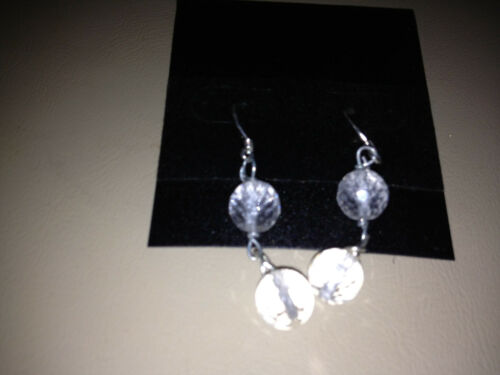 natural clear quartz gemstone faceted bead sterling silver dangle earrings