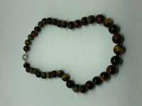 Natural Multicolor Tiger Eye Gemstone Rounds Beaded Necklace