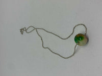 Natural Emerald or Sapphire Gemstone Faceted Rondelle Pendant on Silver Chain