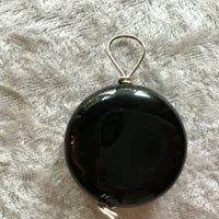 natural black agate gemstone puffy coin pendant