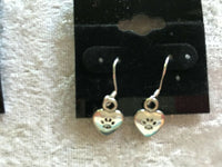 silvertone paw print or i love cat charm dangle earrings