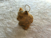 Natural Soapstone Carved Gemstone Kitty Cat Pendant
