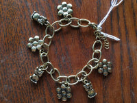 Gold Tone Owl and Flower 7.5-9.5" Adjustable Charm Bracelet