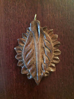 Large Natural Indian Rosewood and Brass Leaf Pendant
