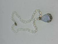 Natural Faceted Moonstone Gemstone Beaded Necklace with Fancy Teardrop Pendant