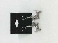 silvertone 3d basset hound charm dangle earrings with sterling silver hooks