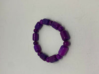 Natural Sugelite Gemstone Round and Barrel Beaded Stretch Bracelet