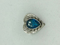 natural london blue topaz gemstone teardrop sterling silver pendant