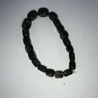 natural obsidian gemstone graduated cubes beaded stretch bracelet