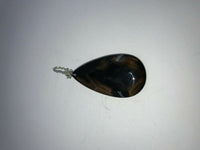 natural black agate gemstone carved teardrop pendant