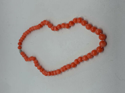 Natural Pink Coral Gemstone Round Beaded Necklace