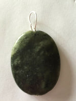 Natural Serpentine Gemstone Carved Puffy Oval Pendant