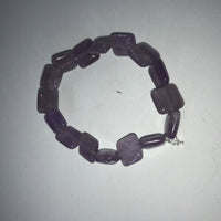 Natural Lavender Amethyst Gemstone Squares Beaded Stretch Bracelet